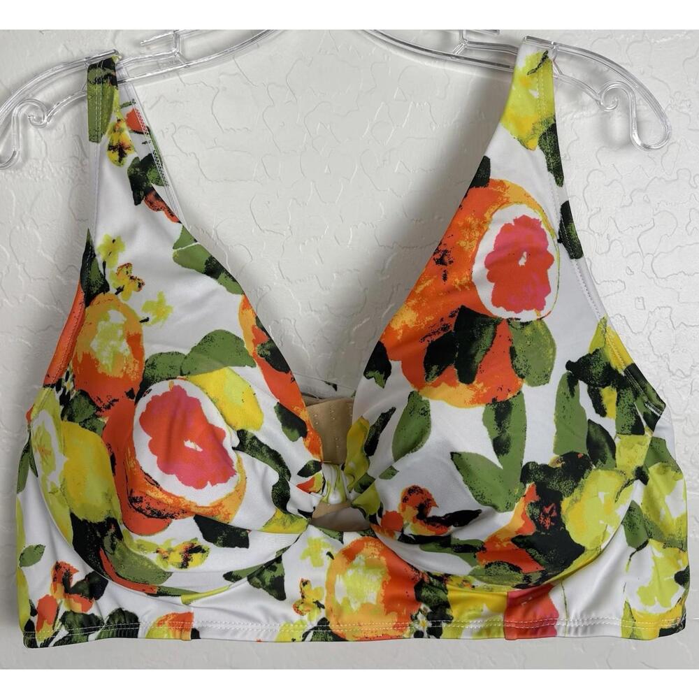 Cacique Lane Bryant Bikini Top 42D Underwire Citrus 1660